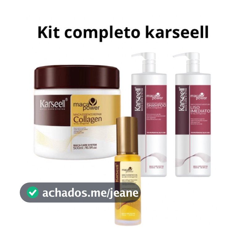 Máscara Karseell + Liso Imediato + Shampoo + Reparador de Pontas
