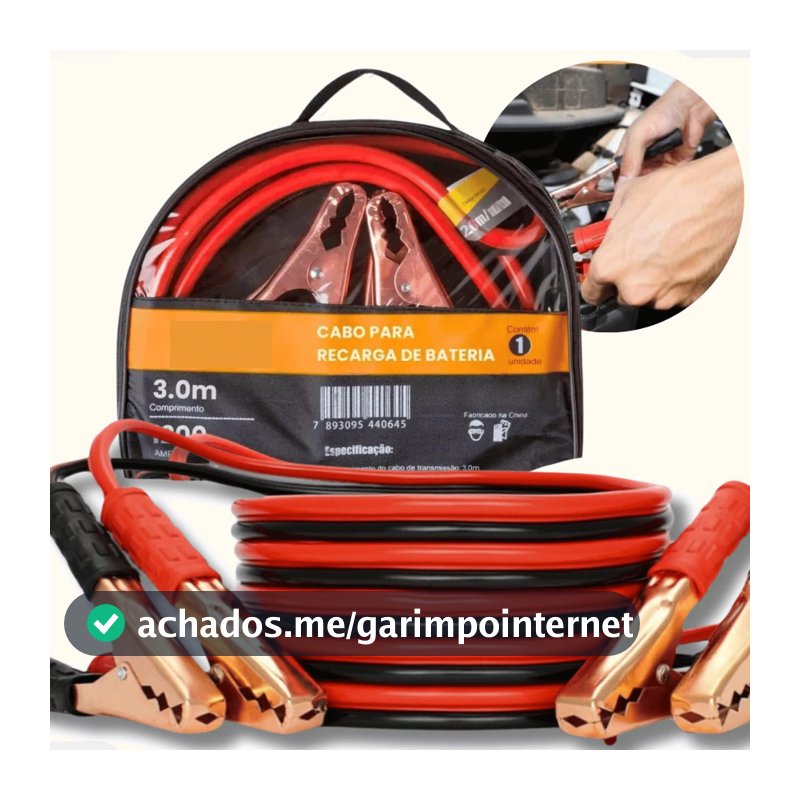 Cabo De Chupeta 2500 amp Transmissão 12mm Caminhão Carro Moto Bateria 3 METROS de cabo