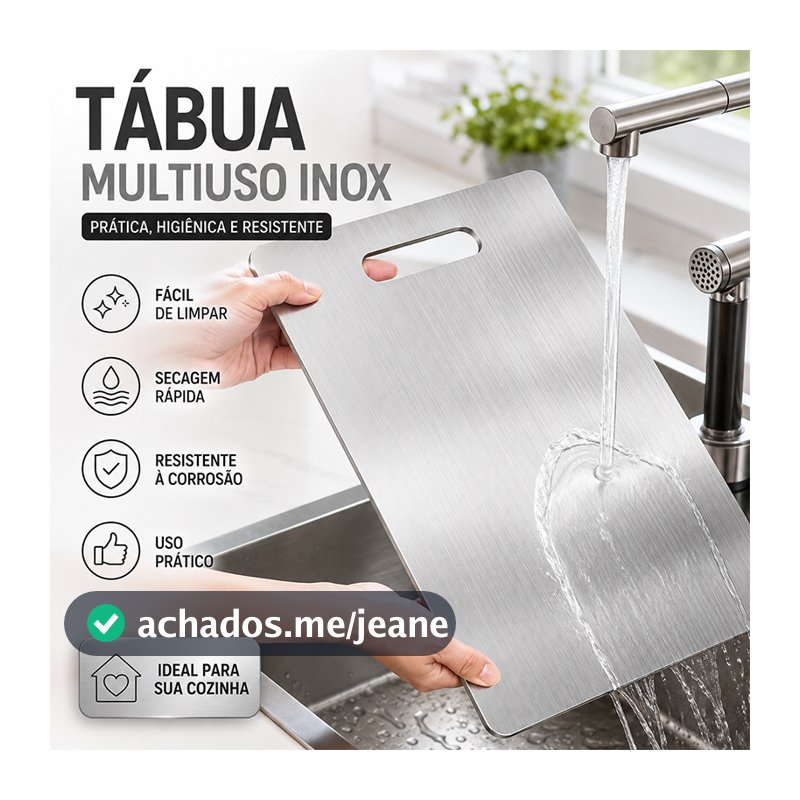 Tábua de Corte Profissional em Aço Inoxidável 304, Antimofo e Antibacteriano, Ferramenta de Cozinha