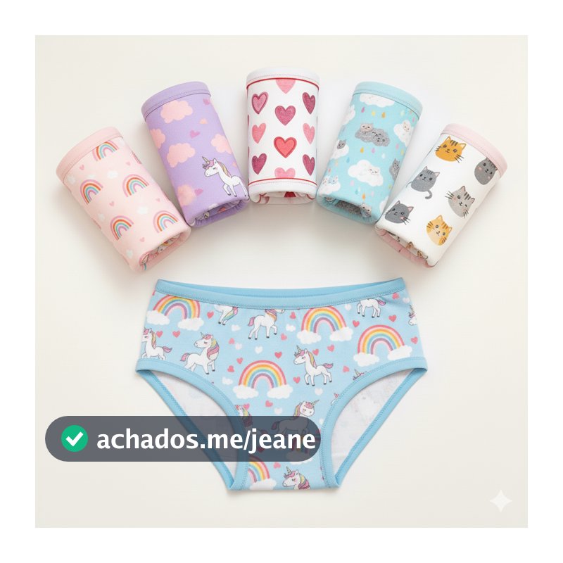 Kit Calcinha Infantil Criança em 100% Algodão Penteado 2 até 10 Anos
