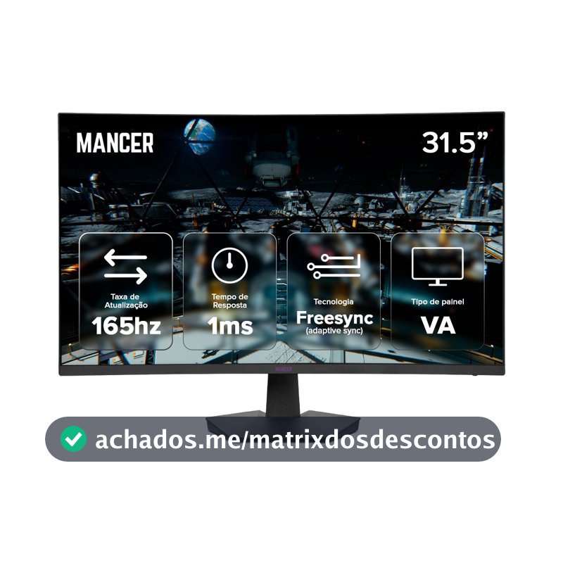 Monitor Gamer Mancer Valak UZ3, 31.5 Pol, VA, Curvo, FHD, 1ms, 165Hz, HDMI/DP, MCR-VLKUZ3-BL01