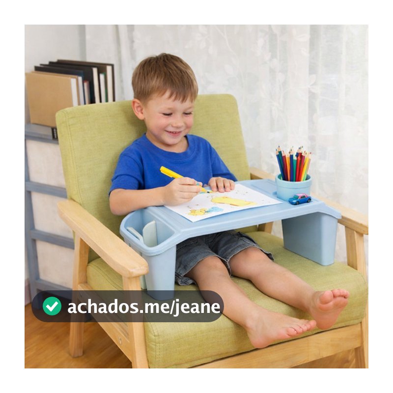 Mesinha Infantil Portátil Com Porta Objetos Mesa De Colo Estudo Lanche Suporte Tablet E Atividades