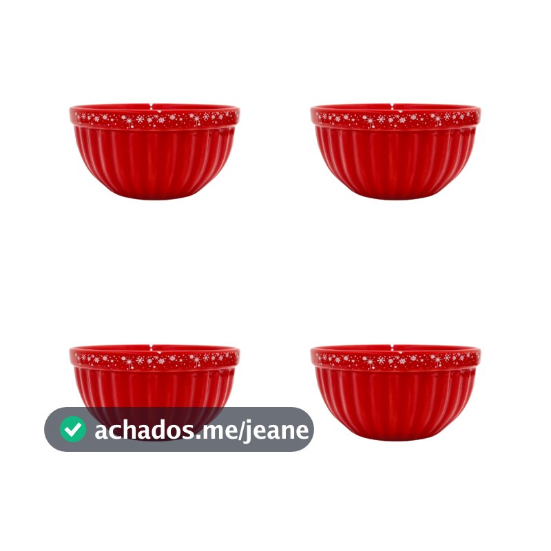 Kit 4 Tigelas Itália Natal Cerâmica 480ml Feliz Natal Bowl Cumbuca Sopas Caldos Sobremesas