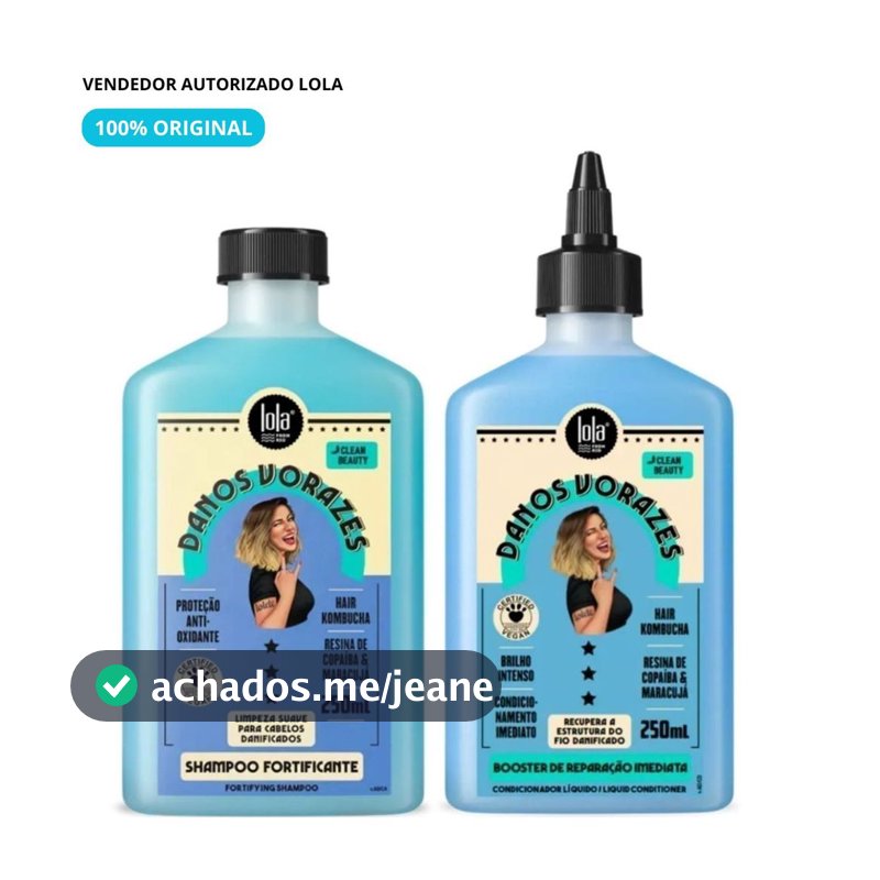 Kit Danos Vorazes Shampoo 250ml +  Booster Condicionador 250ml Lola Cosmetics