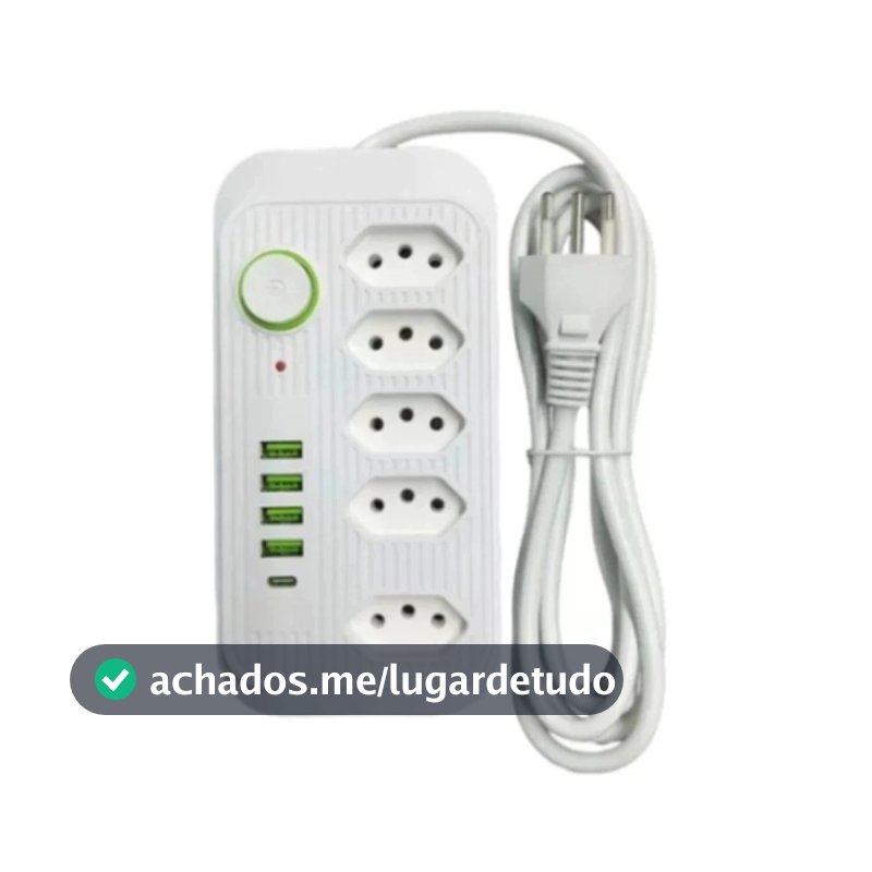 Extensão Filtro De Linha Segurança 5 Tomadas