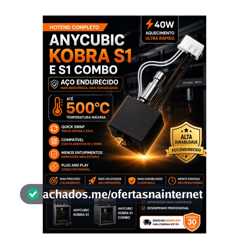 Hotend Anycubic Kobra S1 S1 Combo Bico 0.4mm Aço Endurecido Alta Temperatura Impressora 3D