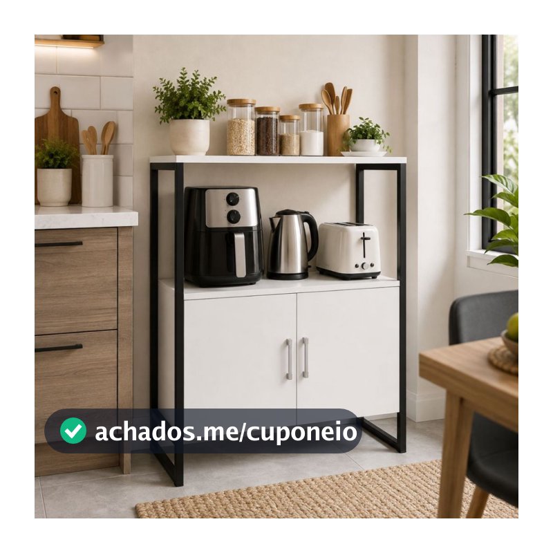 Balcão de Cozinha 2 Portas Armário Multiuso Móvel Auxiliar Organizador Aparador para Eletrodoméstico