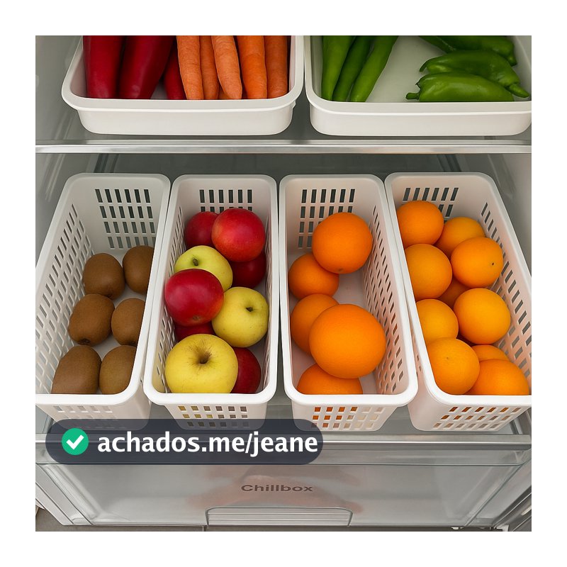 4 Cestos Organizadores De Geladeira Multiuso Branco Empilhável Organizador Cozinha Frutas Legumes Armário
