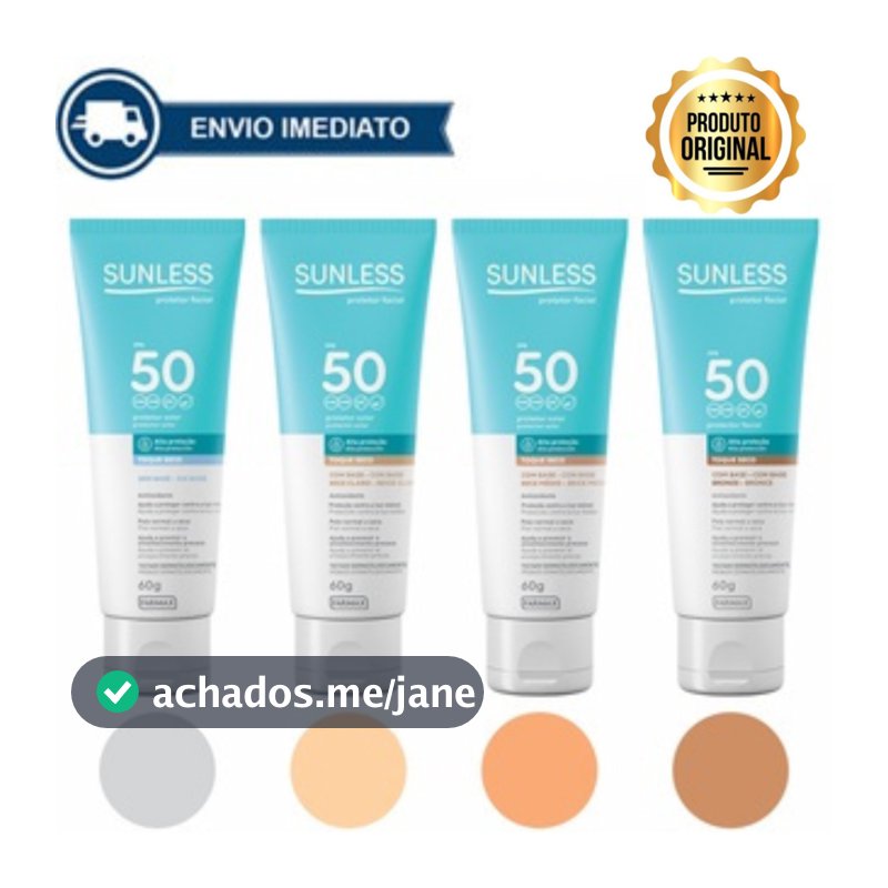 Protetor Solar Facial c/ Cor Toque Seco FPS 50 Alta Proteção Efeito Natural Sunless Envio Imediato