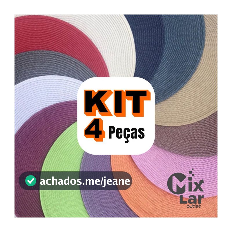 KIT 4 Peças Jogo Americano Redondo Mesa Decorativo Jantar Descanso de Prato Sousplat Cozinha