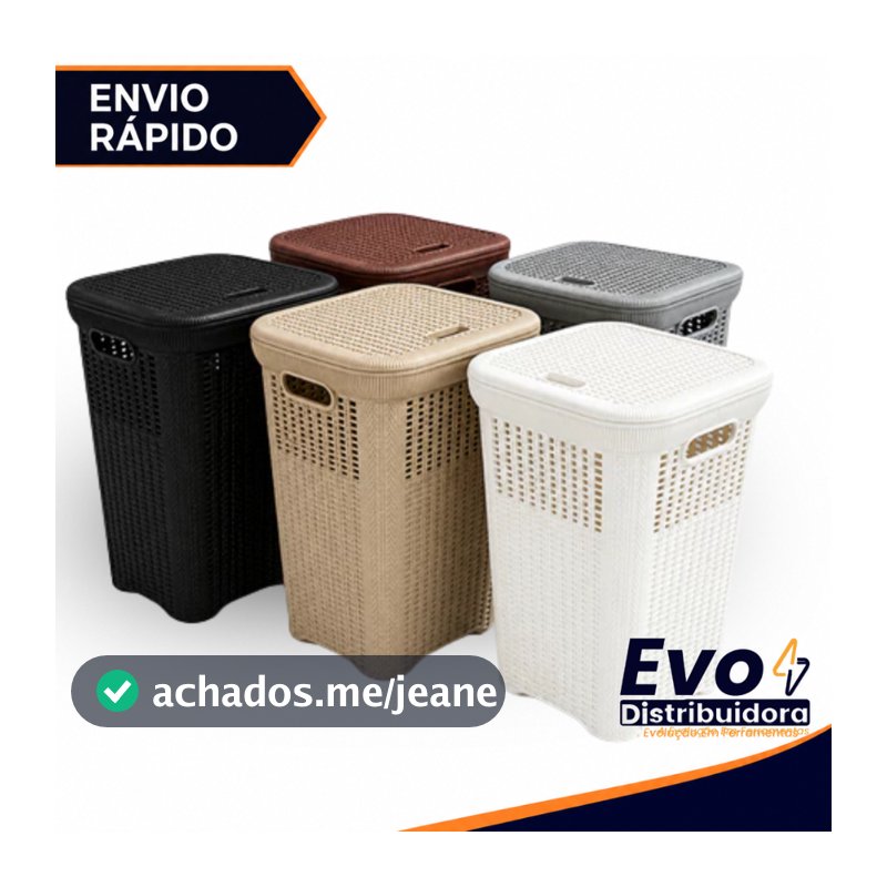 Cesto Telado Rattan 50 Litros Todas as Cores Com Tampa Premium Reforçado