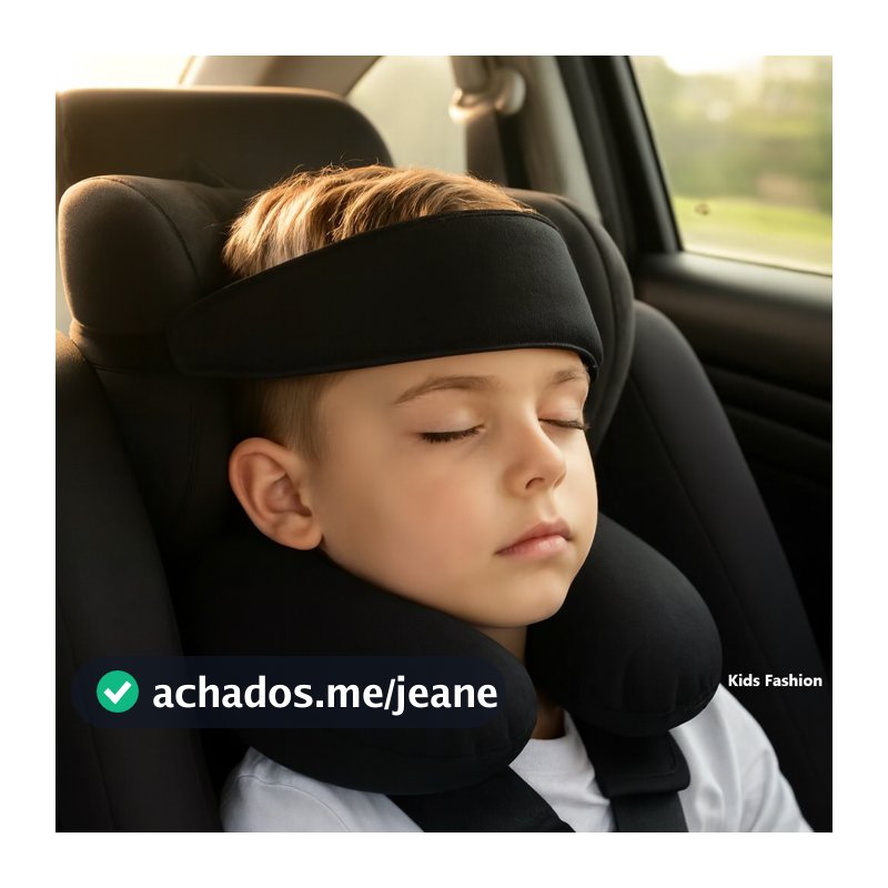 Kit Almofada De Pescoço + Faixa Apoio Suporte Cabeça Criança