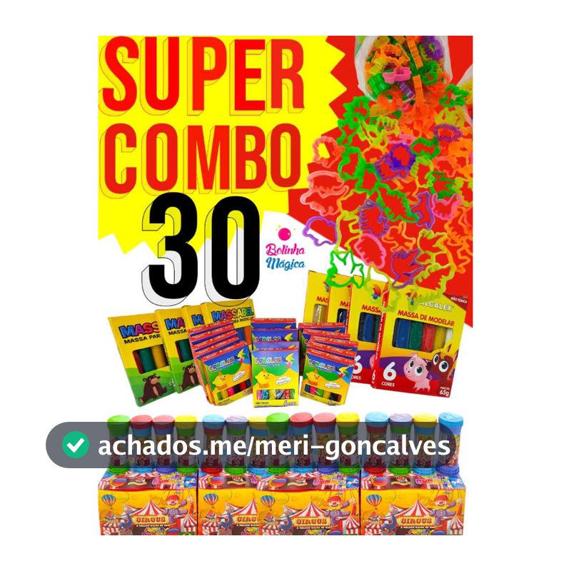 30 Caixa Massinha Modelar + 30 Bolha de Sabao+ 30 Cortador Molde Kit Lembrancinha Aniversario Prenda