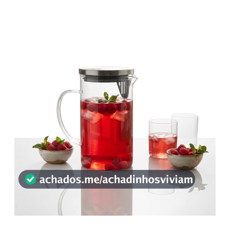Jarra Wolff Vidro Borossilicato com Tampa 1 L Resistente para Água Suco Chá Bebidas Quentes e Frias Geladeira Mesa Posta