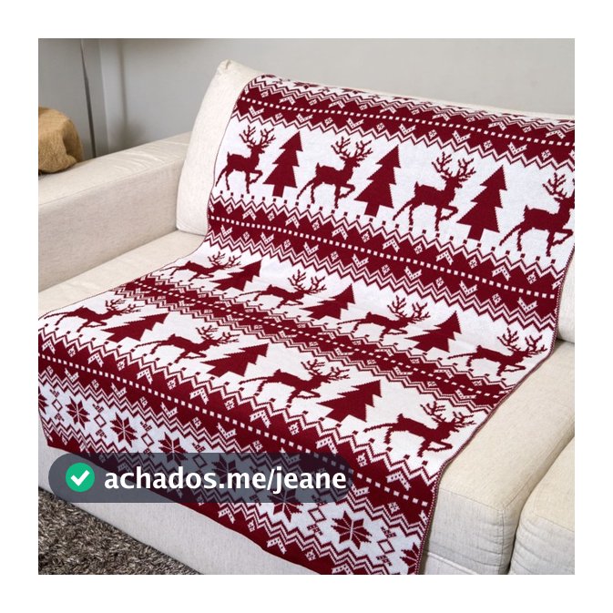 Manta Decoração Natal Sofá Sala Trico Premium - 40078