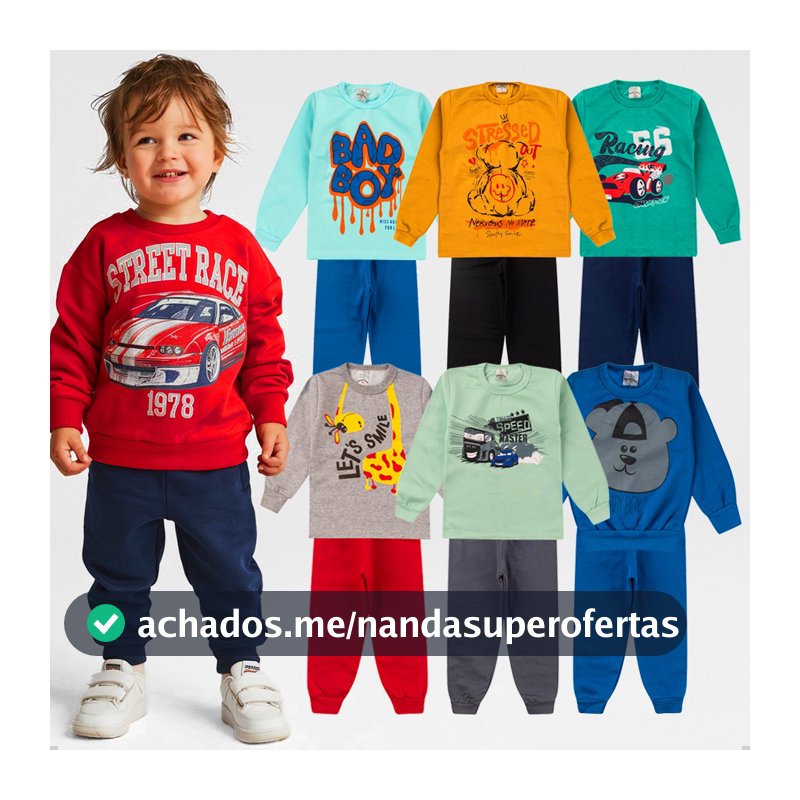 Kit 4 Peças Conjunto Moletom Infantil Menino 1 ao 16 Masculino Outono Inverno