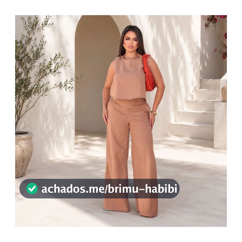 Conjunto Feminino Linho Premium Regata + Calça Pantalona Elegante Leve Atemporal Sofisticado