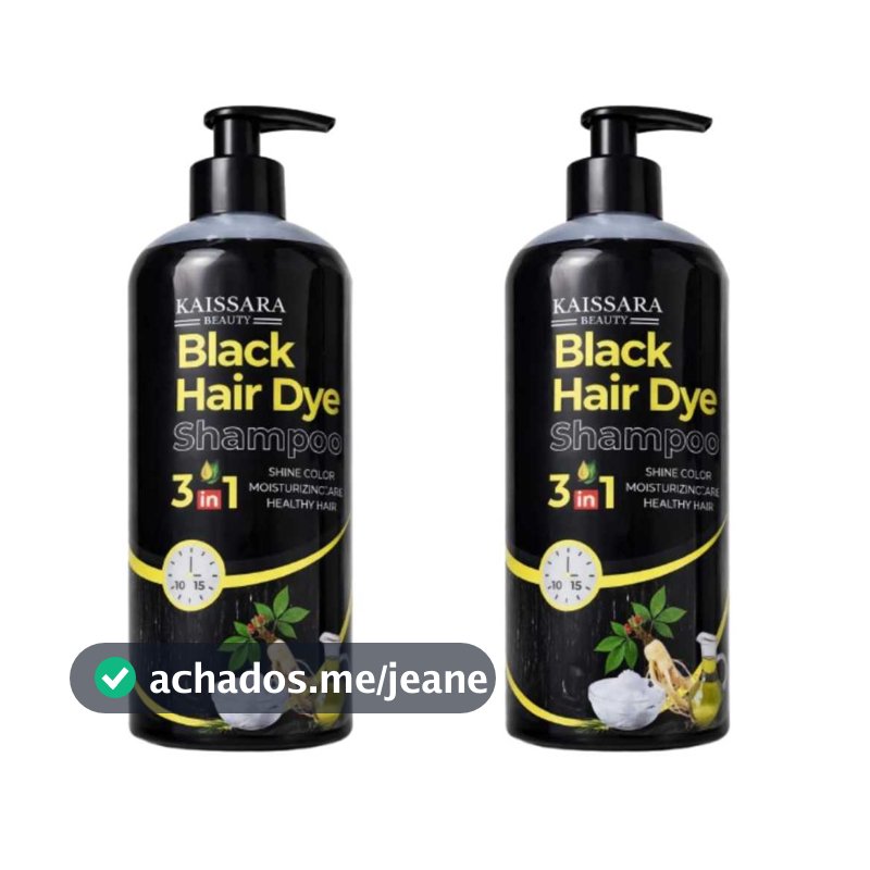 KIT 2 Shampoo de tintura de cabelo 3 em 1- 500ML COR  PRETO