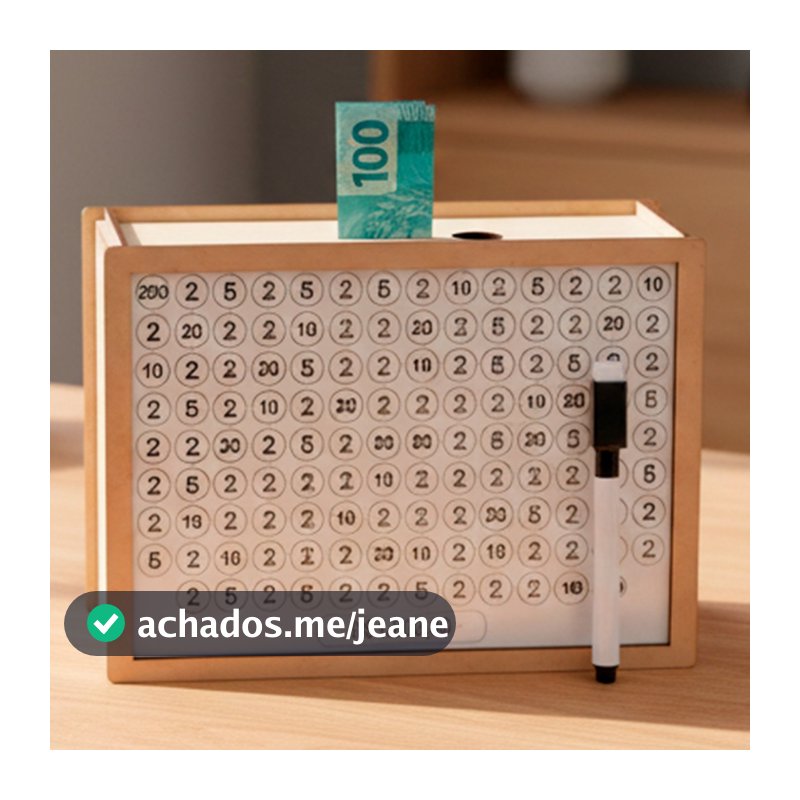 Cofre MDF Desafio Das Notas 10 Mil 5 Mil 1 Mil Com Caneta Caixa De Dinheiro Decorativa Organizadora Guardar Economias