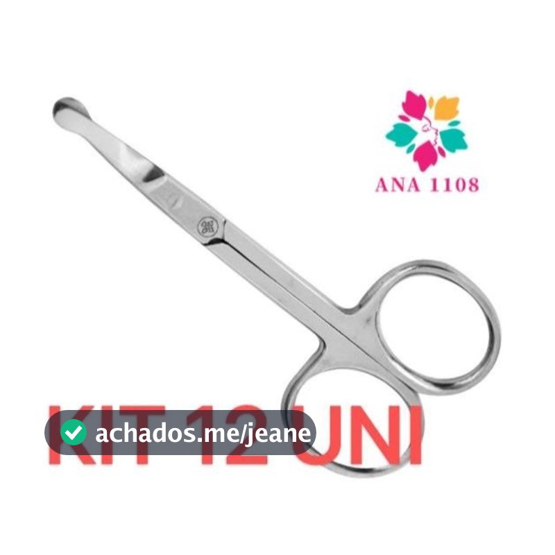 ANA1108 KIT 12 PCS Tesoura Tesourinha Cortar Unha Sobrancelha Cílios Cortador p/ Unhas bebes