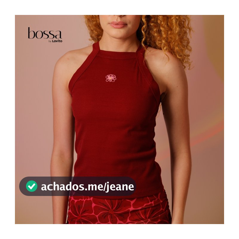 Lovito Bossa l Regata Feminina Com Bordado TSB1437BRL1467
