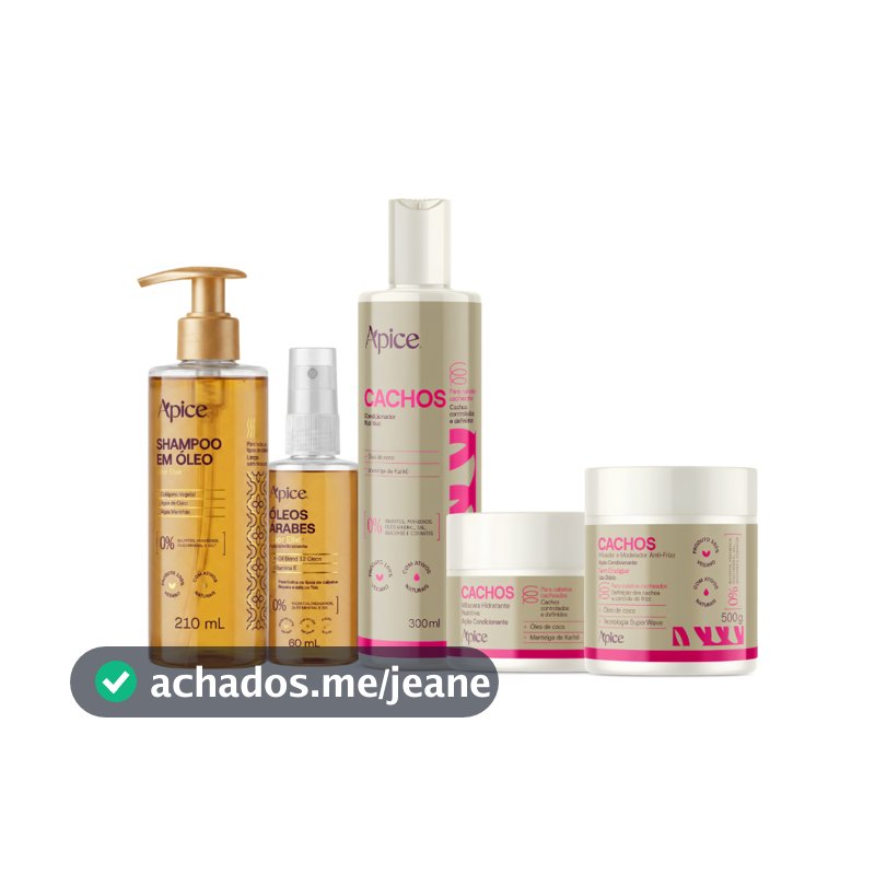 Kit Cachos Hidratação Shampoo em Óleo e Óleos Árabes Ápice