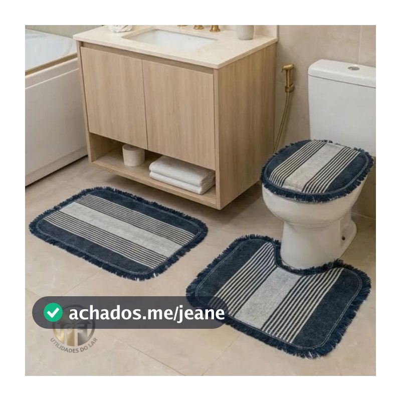 Kit 3 Tapetes para Banheiro Confortável e Absorvente 100% algodão