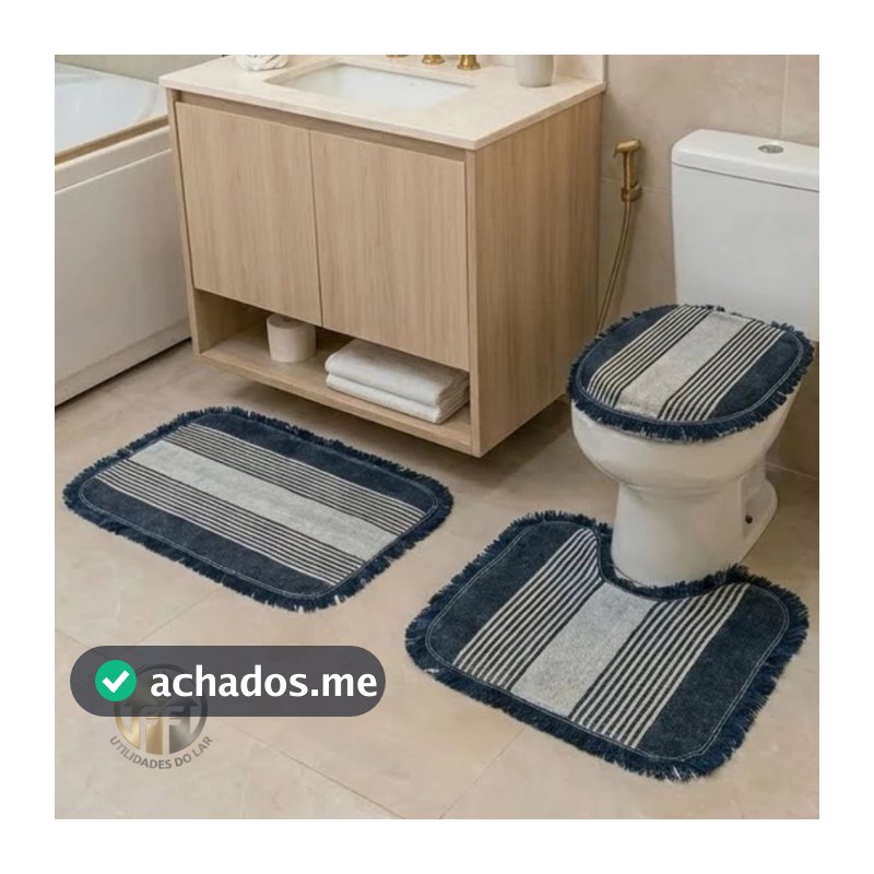Kit 3 Tapetes para Banheiro Confortável e Absorvente 100% algodão