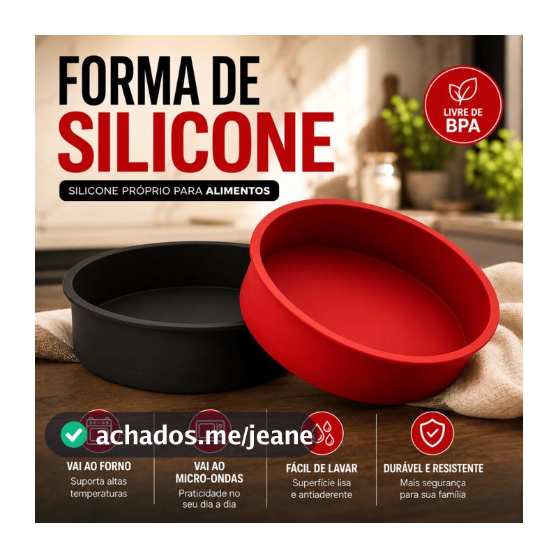 Forma Redonda de Silicone para Bolo Pudim Torta Pão Forma Antiaderente 24cm ou 16,5cm Airfryer