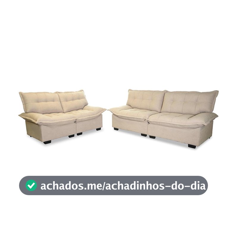 Conjunto Sofá Coliseu 3 e 2 Lugares Bouclê Bege - King House