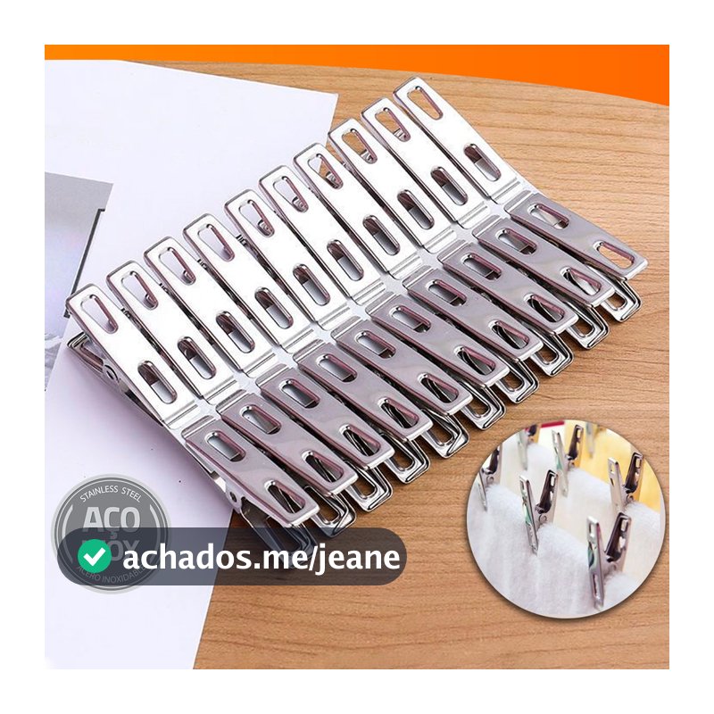 Kit 10 a 50 Grampos Prendedores De Roupa 100% Aço Inox Super Resistentes