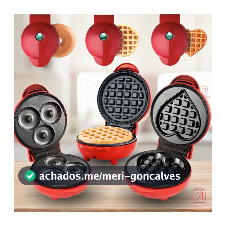 Máquina Para Fazer Redonda/Coração/Donuts Waffles Em Forma Rosquinhas Pequena Portátil 350w Mini Elétrico110V e 220V