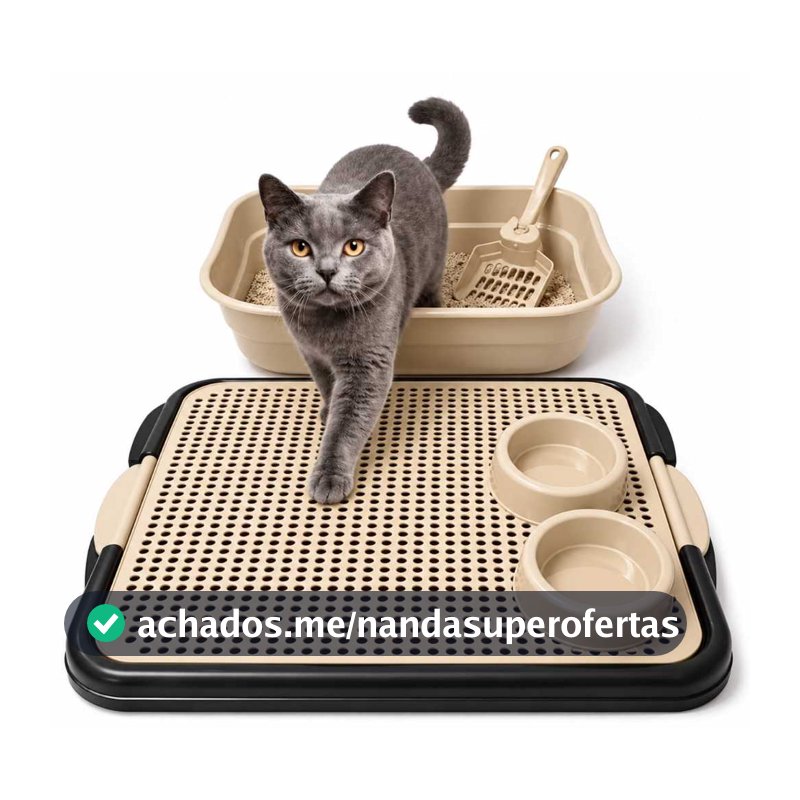 Bandeja para gatos com Pazinha Comedouro + Tapete Coletor de Areia