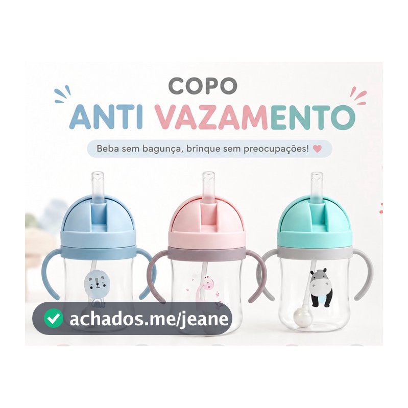 Copo de Treinamento Infantil para o Bebê Transição Anti Vazamento com Canudo e Alça 250ml