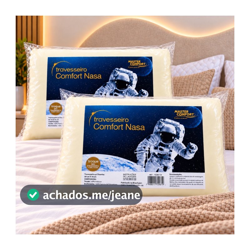 Kit 2 Travesseiros Nasa comfort Viscoelástico comfortavel 10cm altura master comfort