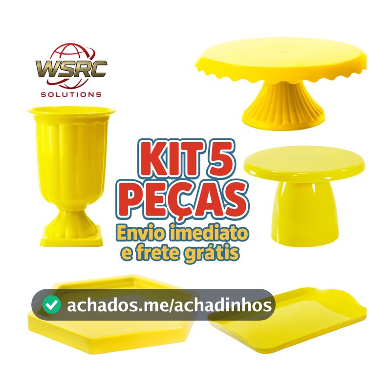 Kit Mesa Decorada Luxo 5 Peças para Festa – Suporte de Bolo, Bandejas Decorativas e Vaso Ornamental
