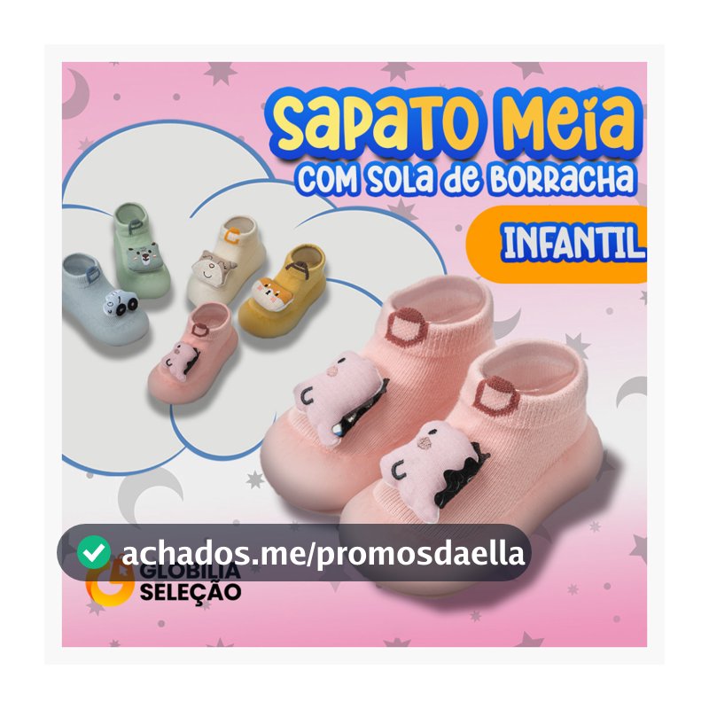 Meia para Sola Sortida Bebê com Emborrachada Antiderrapante Infantil Menina Menino 0 a 3 anos