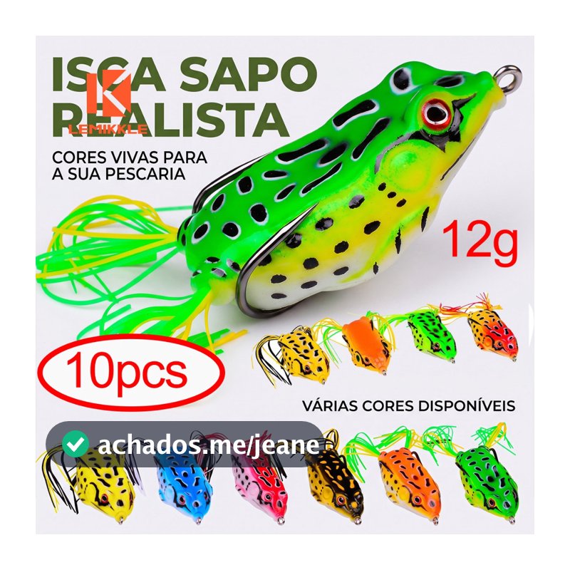 LEMIKKLE- 10 Iscas Sapo Artificial 12g - Isca de Superfície Para Pesca Esportiva