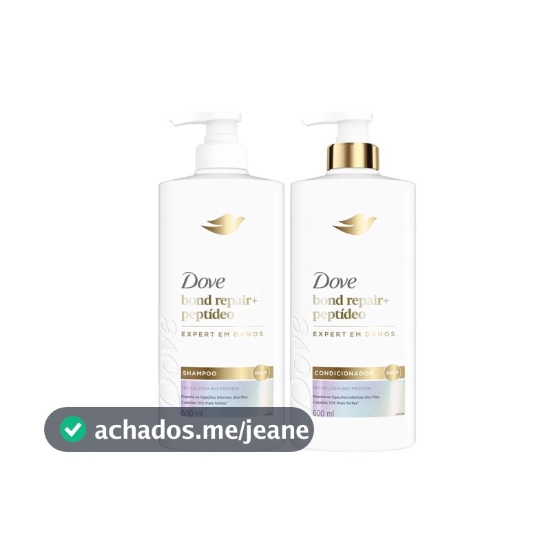 Kit Dove Shampoo 600ml + Condicionador 600ml Bond Repair + Peptídeo