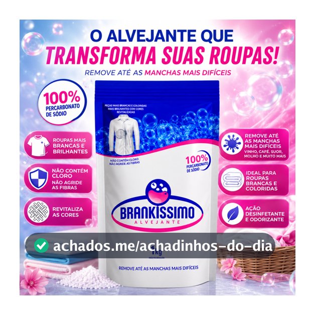 Percarbonato de Sódio 100% Clareador Sem Cloro, Tira Manchas e Branqueador de Roupas