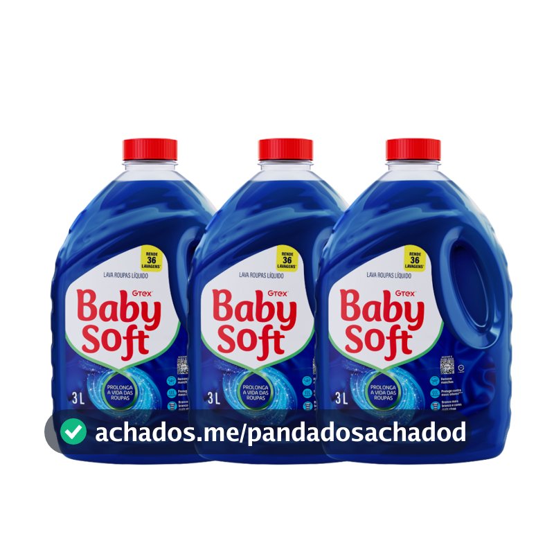 Kit 3 Lava Roupas Liquido Baby Soft Max Performance Azul - 3L