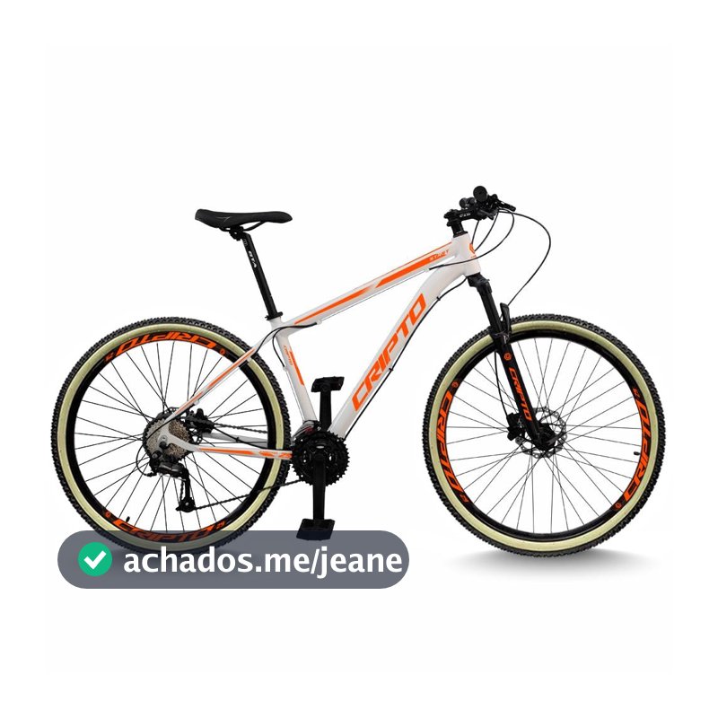 Bicicleta Aro 29 Cripto 24 Marchas Freios Disco e Suspensão Pneu Bege