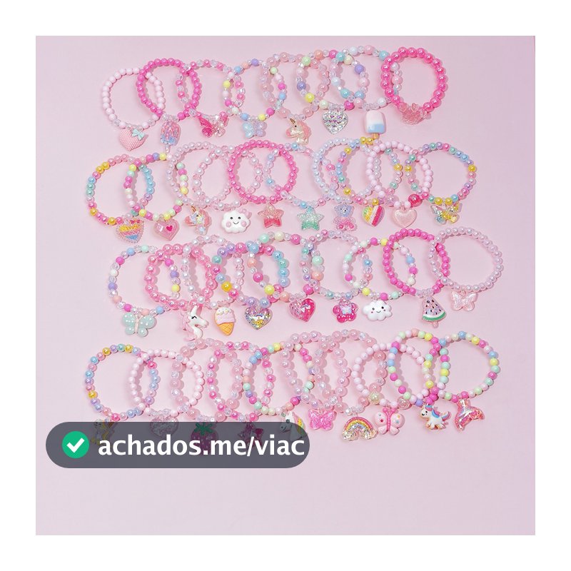 24 Pulseiras(6 conjuntos) Para Criança Infantil Frutas Doces Coloridos