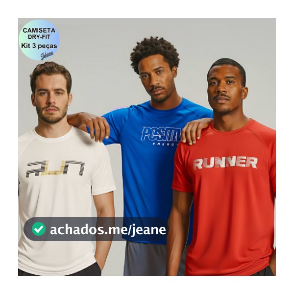 Camiseta Dry-Fit Masculina Esporte Fitness -  Kit 3 Peças Lote  -  Adulto e Nobre