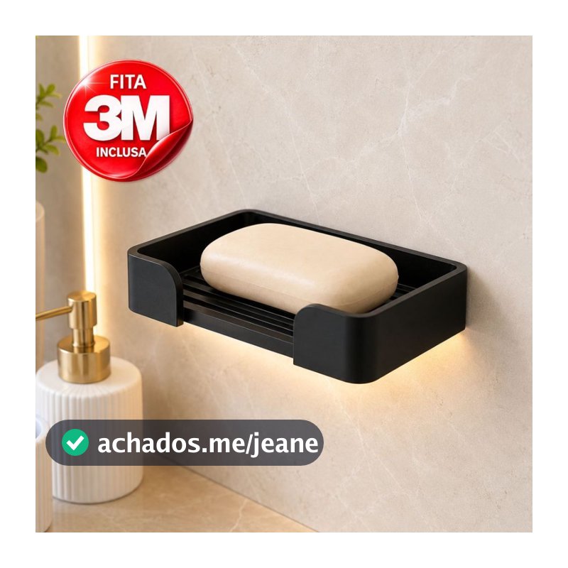 Saboneteira Adesiva de Parede Sem Furar Porta Sabonete com Drenagem Organizador para Banheiro Cozinha Fita 3M