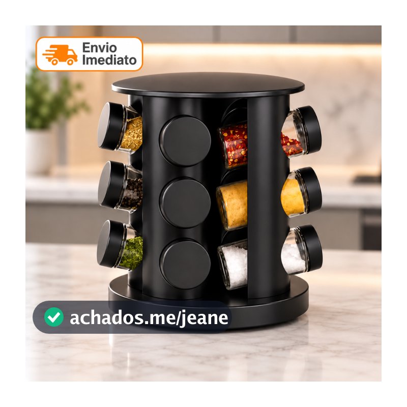 Porta Temperos Giratório 12/9/6 Potes Vidro Tampa Dosadora Condimentos Profissional