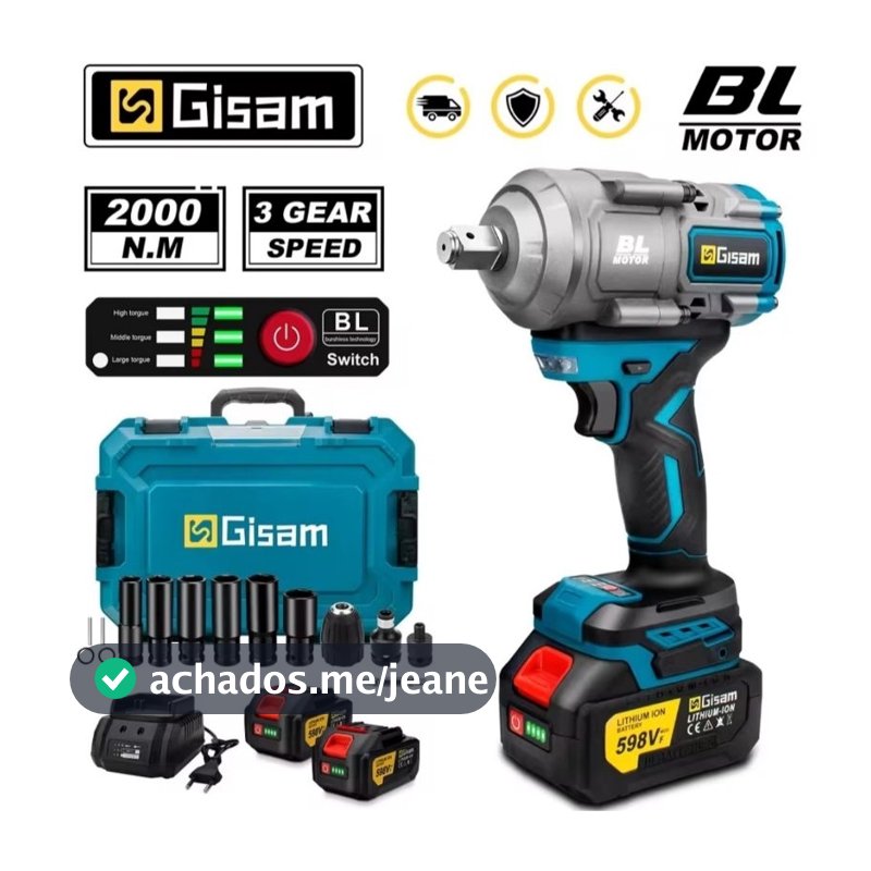 chave de impacto 2000N.M Torque Brushless Chave de 1/2 polegada