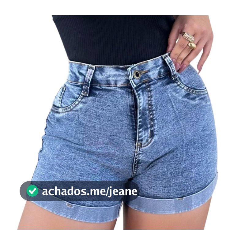 Short Jeans Feminino Comfort Cintura Alta com Lycra Escuro, Slz Jeans . .