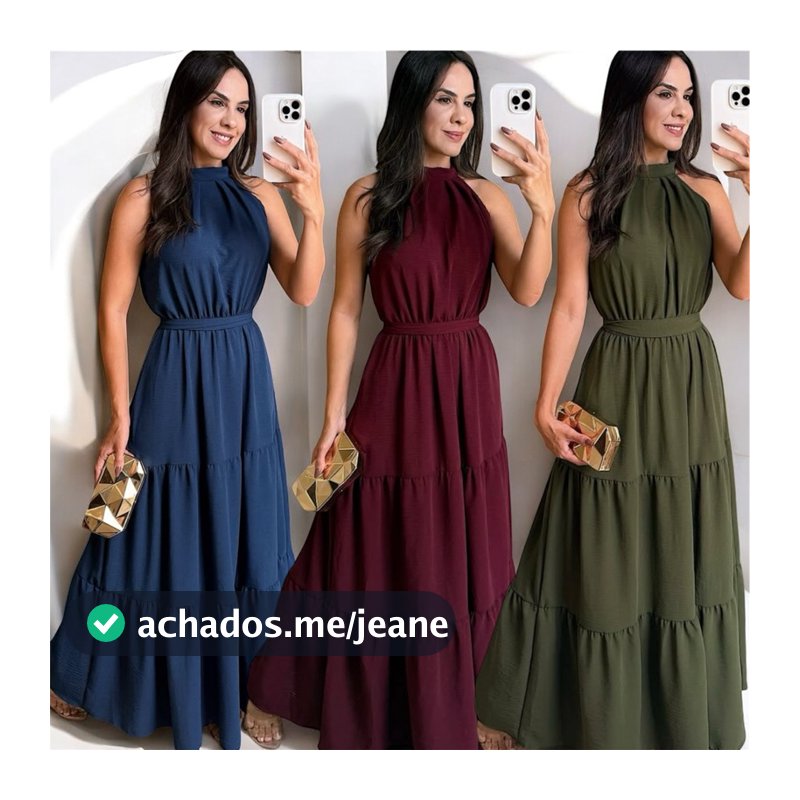 vestido longo gola alta antonelha