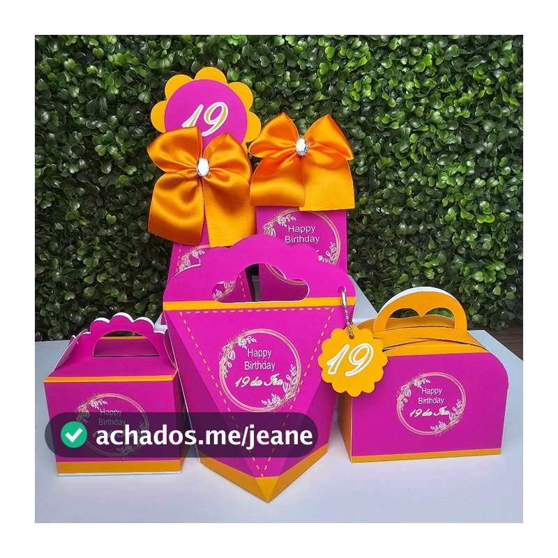 Kit Caixa Montada PINK E LARANJA - Personalizados - Festa infantil - Aniversário - Lembrancinha
